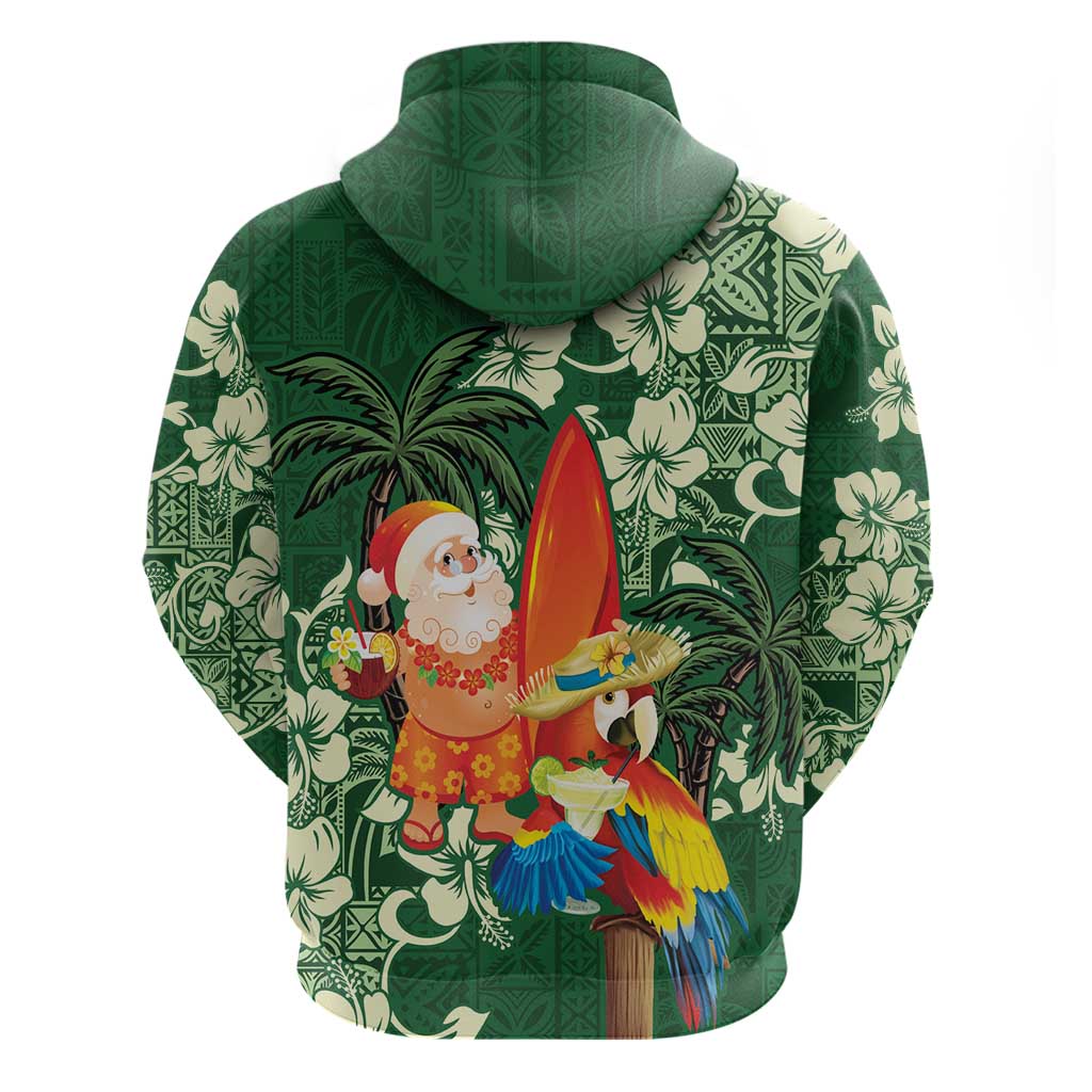 Moss Green Tropical Christmas Hawaii Tapa Hoodie Aloha Santa Drink Party - Polynesian Pride