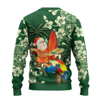 Moss Green Tropical Christmas Hawaii Tapa Ugly Christmas Sweater Aloha Santa Drink Party - Polynesian Pride