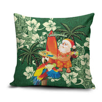Moss Green Tropical Christmas Hawaii Tapa Pillow Cover Aloha Santa Drink Party - Polynesian Pride