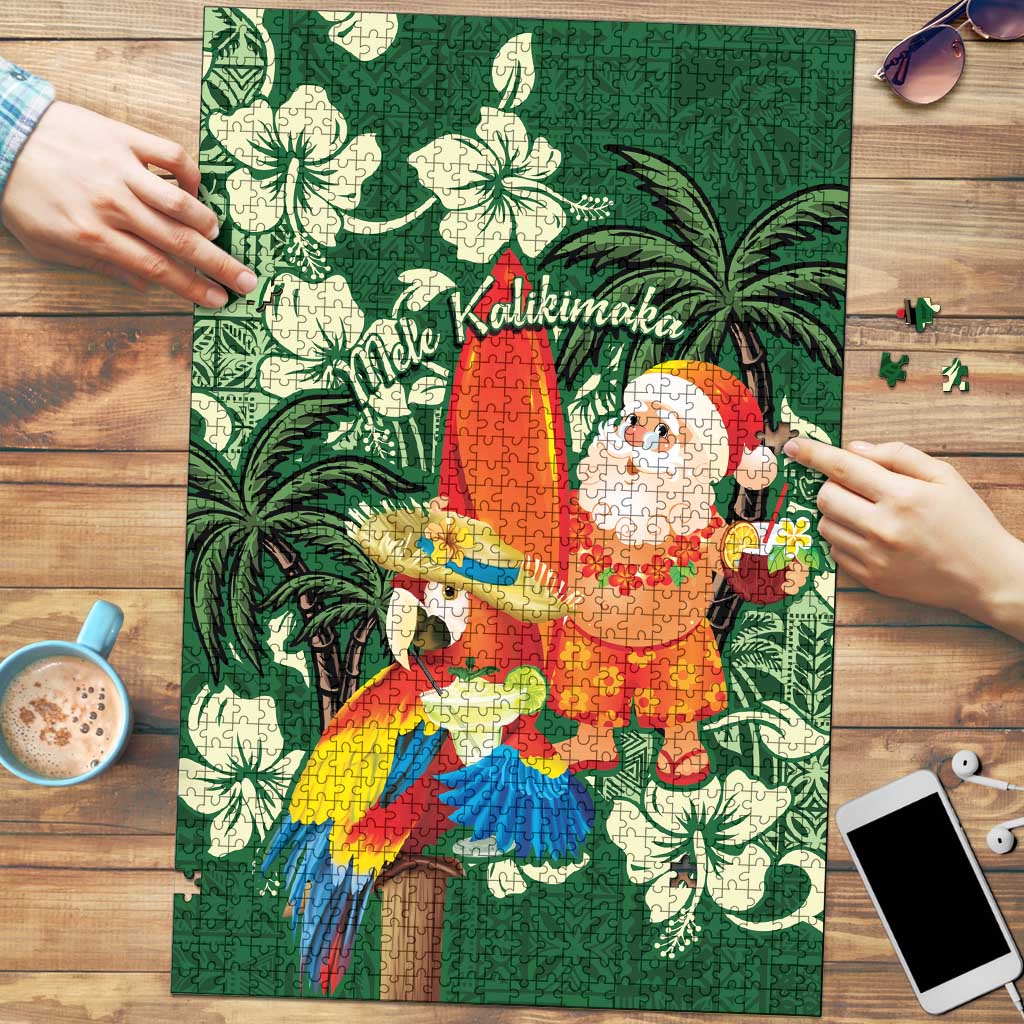Moss Green Tropical Christmas Hawaii Tapa Puzzle Aloha Santa Drink Party - Polynesian Pride