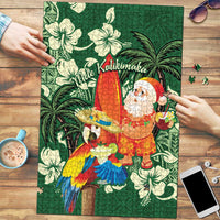 Moss Green Tropical Christmas Hawaii Tapa Puzzle Aloha Santa Drink Party - Polynesian Pride