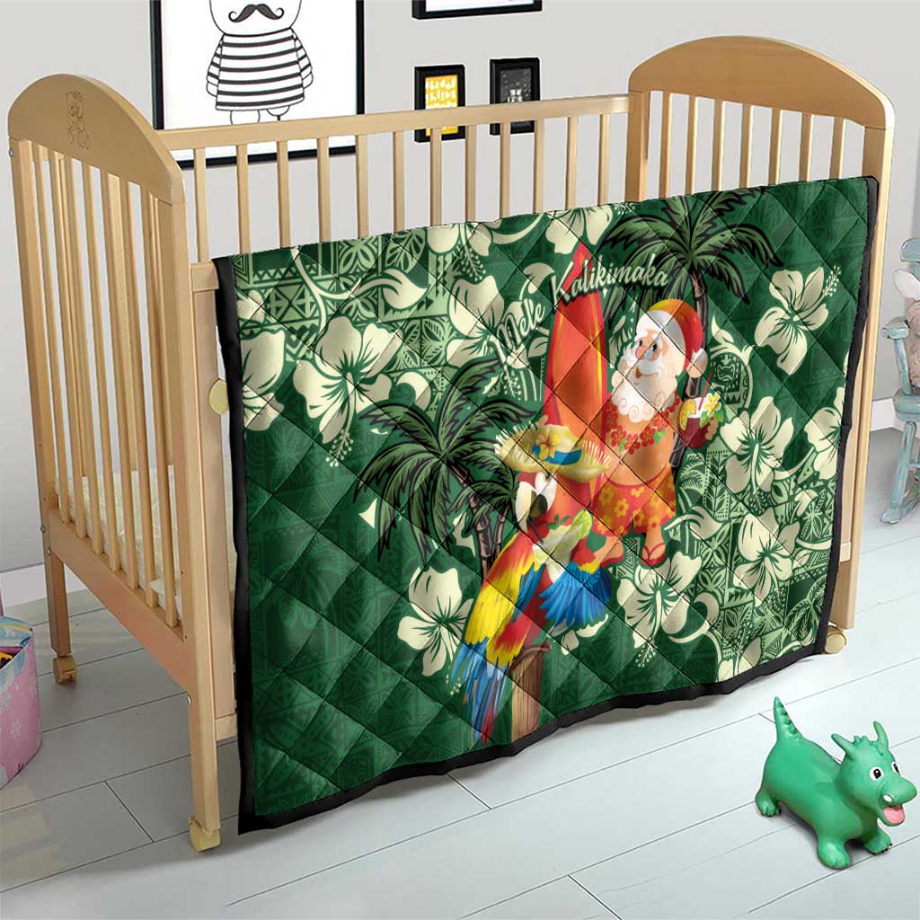 Moss Green Tropical Christmas Hawaii Tapa Quilt Aloha Santa Drink Party - Polynesian Pride