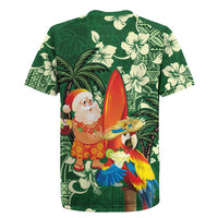 Moss Green Tropical Christmas Hawaii Tapa Rugby Jersey Aloha Santa Drink Party - Polynesian Pride