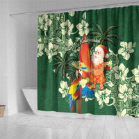 Moss Green Tropical Christmas Hawaii Tapa Shower Curtain Aloha Santa Drink Party LT7 - Polynesian Pride