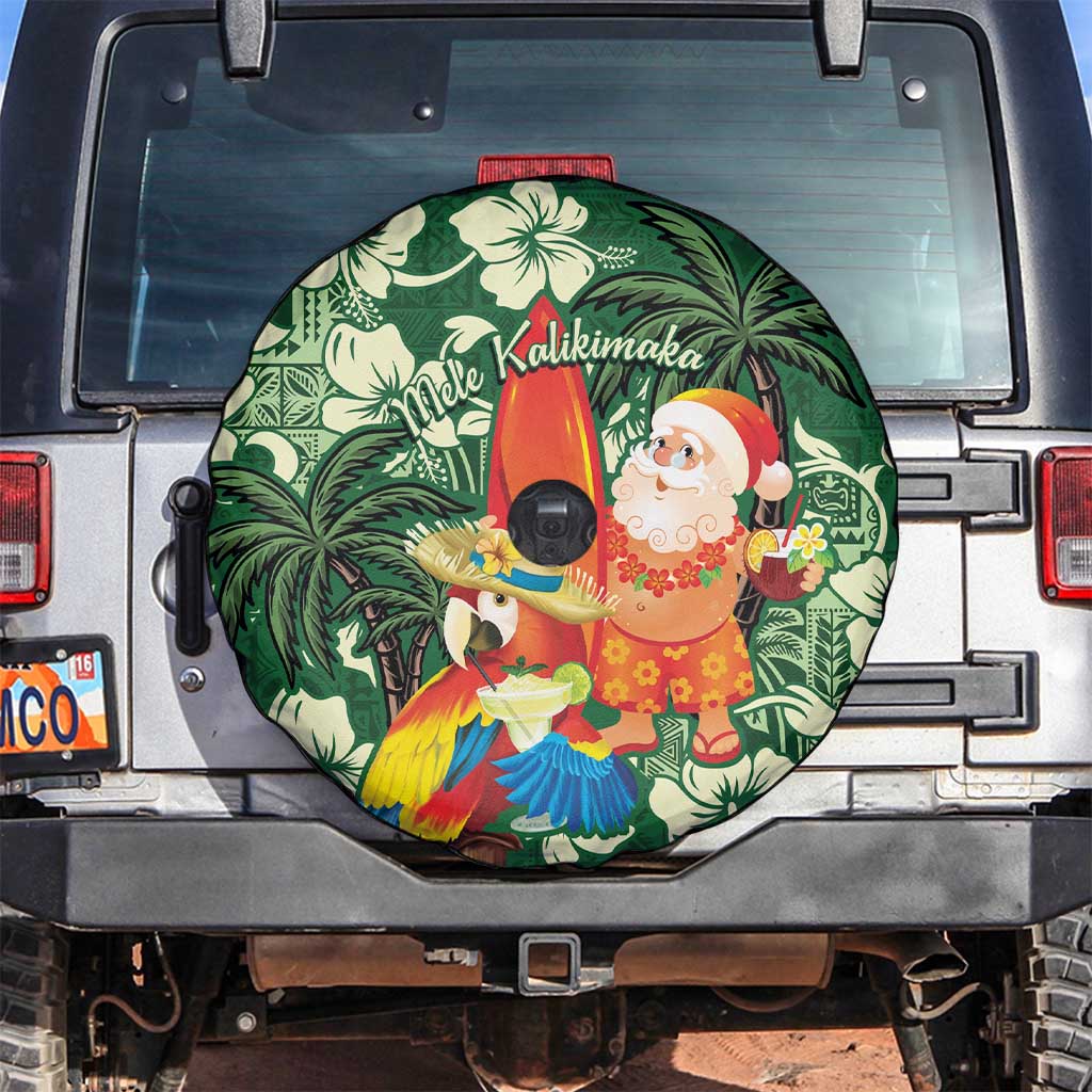 Moss Green Tropical Christmas Hawaii Tapa Spare Tire Cover Aloha Santa Drink Party - Polynesian Pride