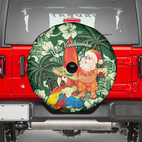 Moss Green Tropical Christmas Hawaii Tapa Spare Tire Cover Aloha Santa Drink Party - Polynesian Pride
