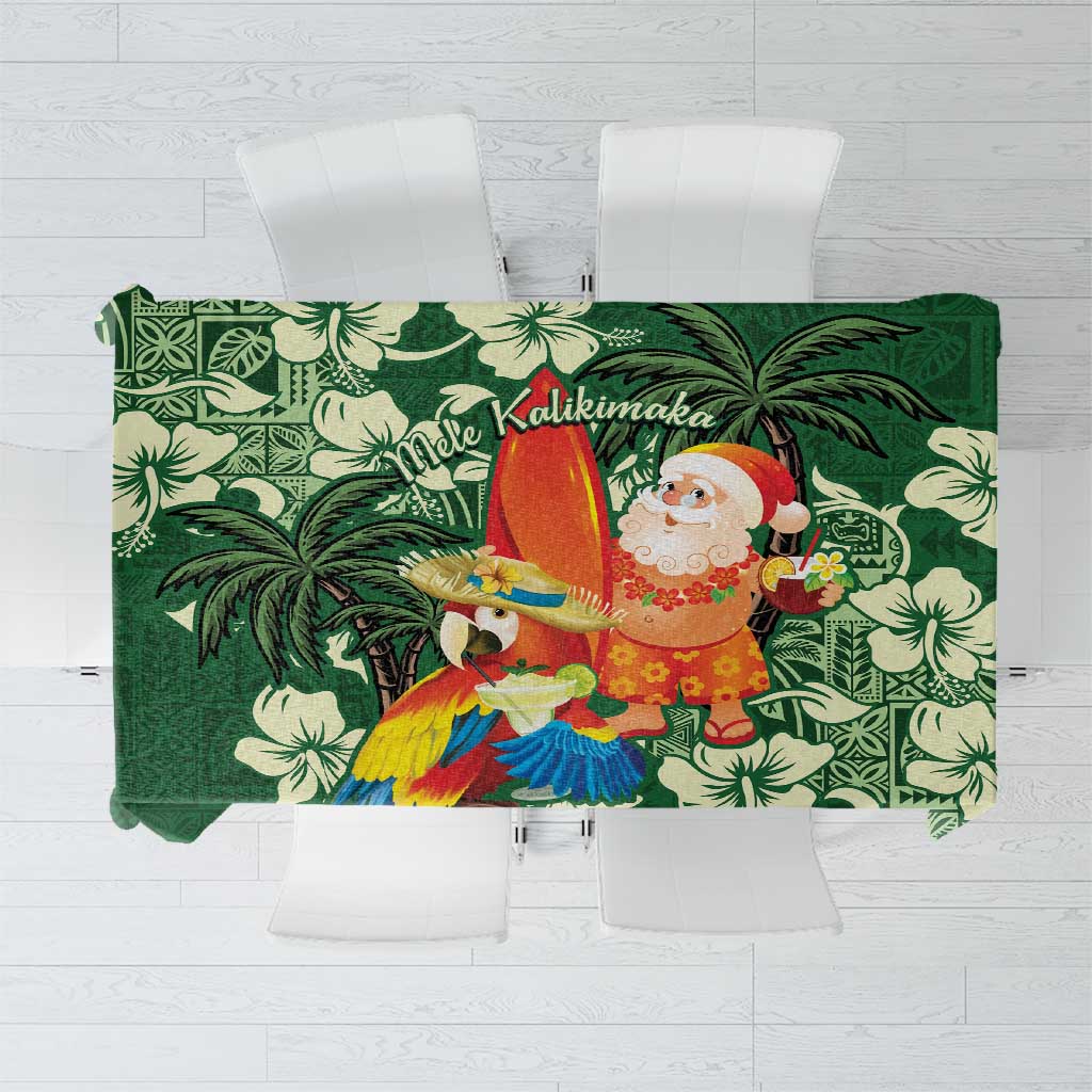 Moss Green Tropical Christmas Hawaii Tapa Tablecloth Aloha Santa Drink Party - Polynesian Pride