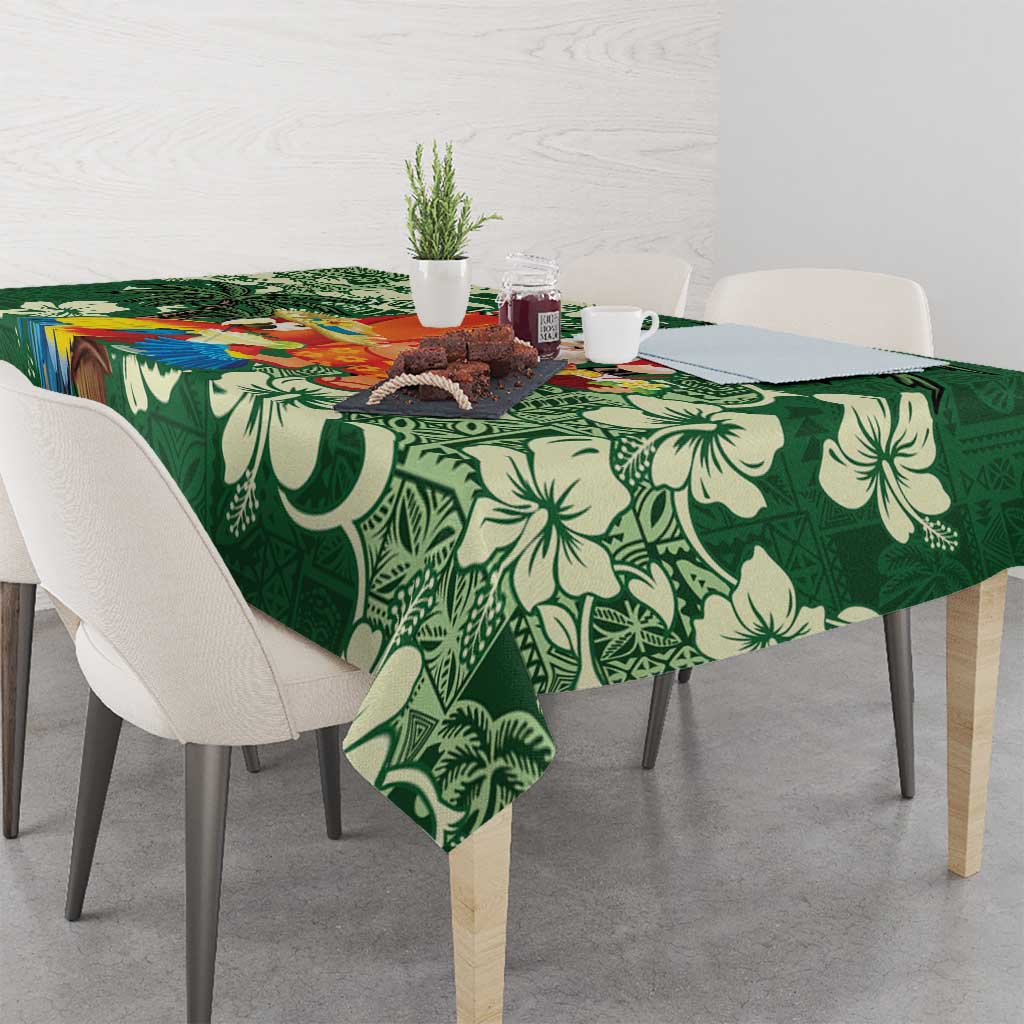 Moss Green Tropical Christmas Hawaii Tapa Tablecloth Aloha Santa Drink Party - Polynesian Pride