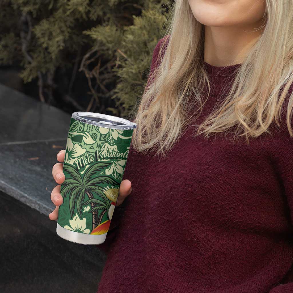 Moss Green Tropical Christmas Hawaii Tapa Tumbler Cup Aloha Santa Drink Party - Polynesian Pride