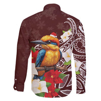 Felis Pasgua Guam Family Matching Long Sleeve Bodycon Dress and Hawaiian Shirt Christmas Sihek Kingfisher with Guasali LT7 - Polynesian Pride