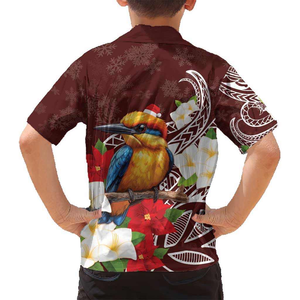 Felis Pasgua Guam Family Matching Puletasi and Hawaiian Shirt Christmas Sihek Kingfisher with Guasali LT7 - Polynesian Pride
