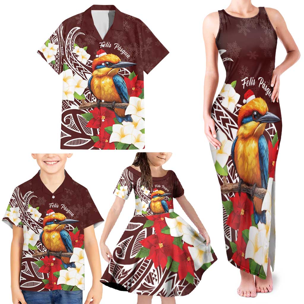 Felis Pasgua Guam Family Matching Tank Maxi Dress and Hawaiian Shirt Christmas Sihek Kingfisher with Guasali