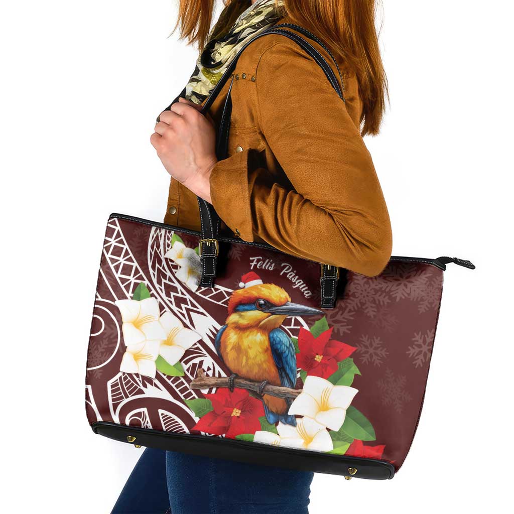 Felis Pasgua Guam Leather Tote Bag Christmas Sihek Kingfisher with Guasali