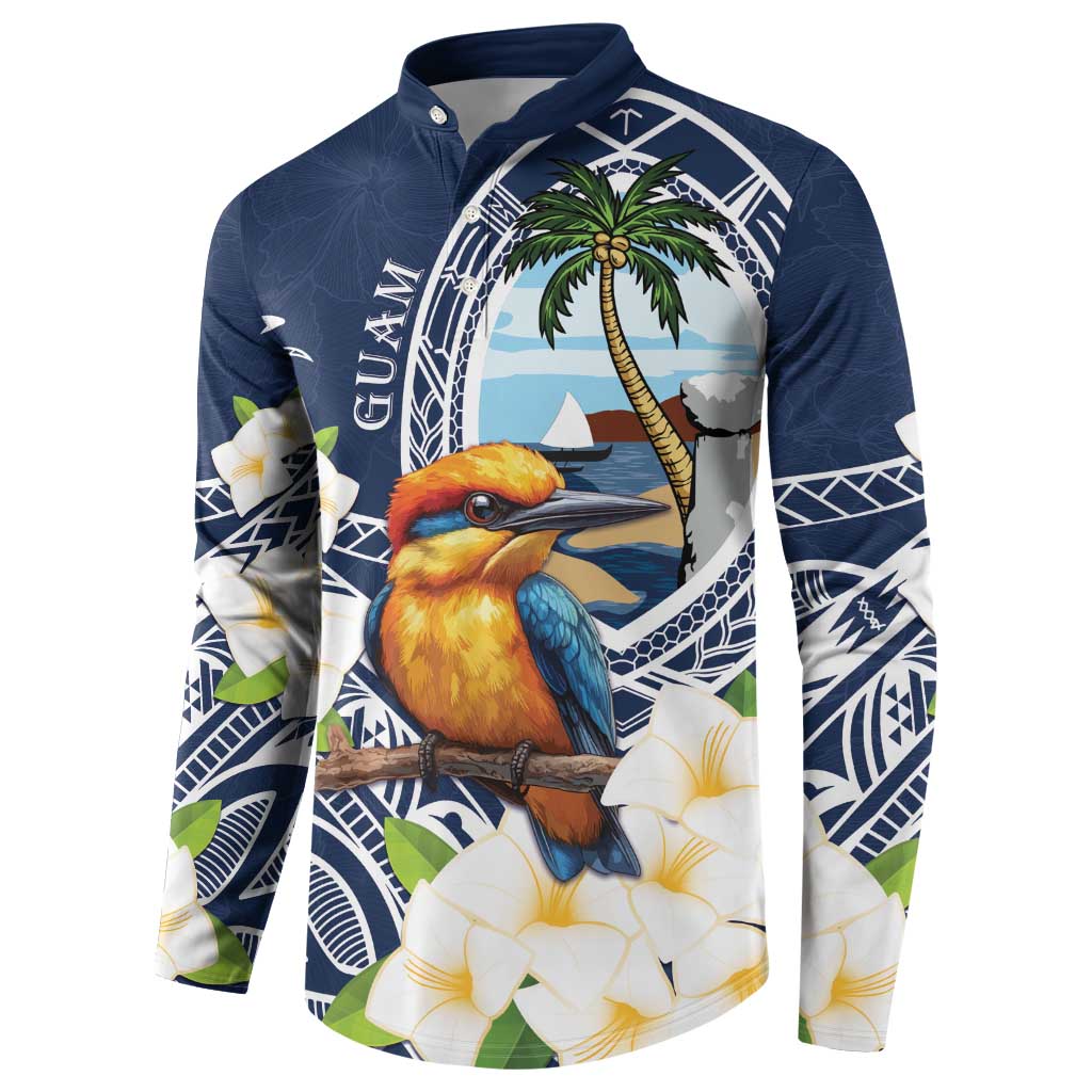 Hafa Adai Guam Button Sweatshirt Sihek Guam Kingfisher with Guasali