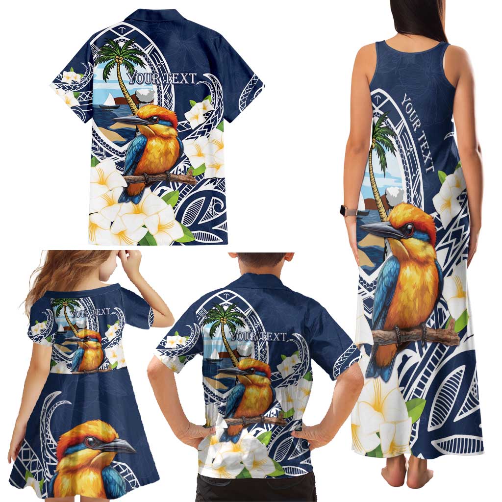 Hafa Adai Guam Family Matching Tank Maxi Dress and Hawaiian Shirt Sihek Guam Kingfisher with Guasali