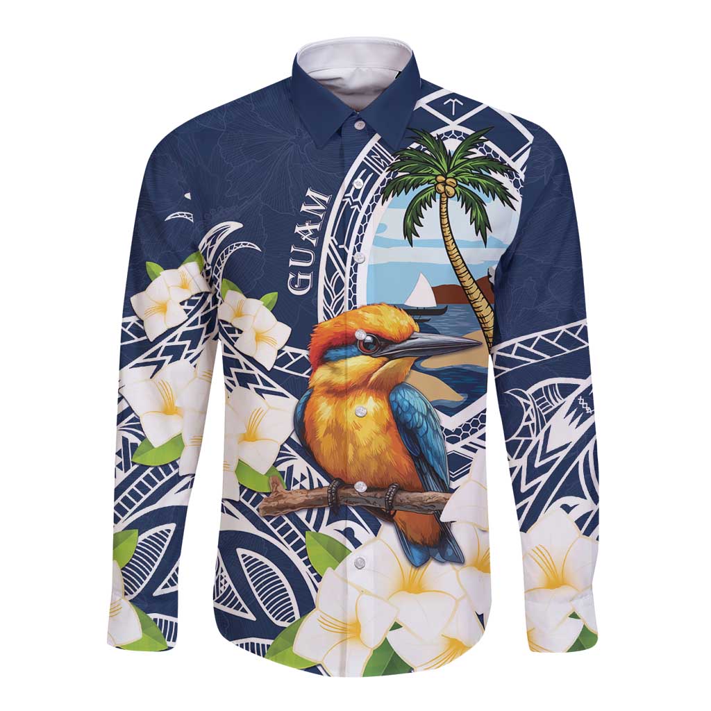 Hafa Adai Guam Long Sleeve Button Shirt Sihek Guam Kingfisher with Guasali