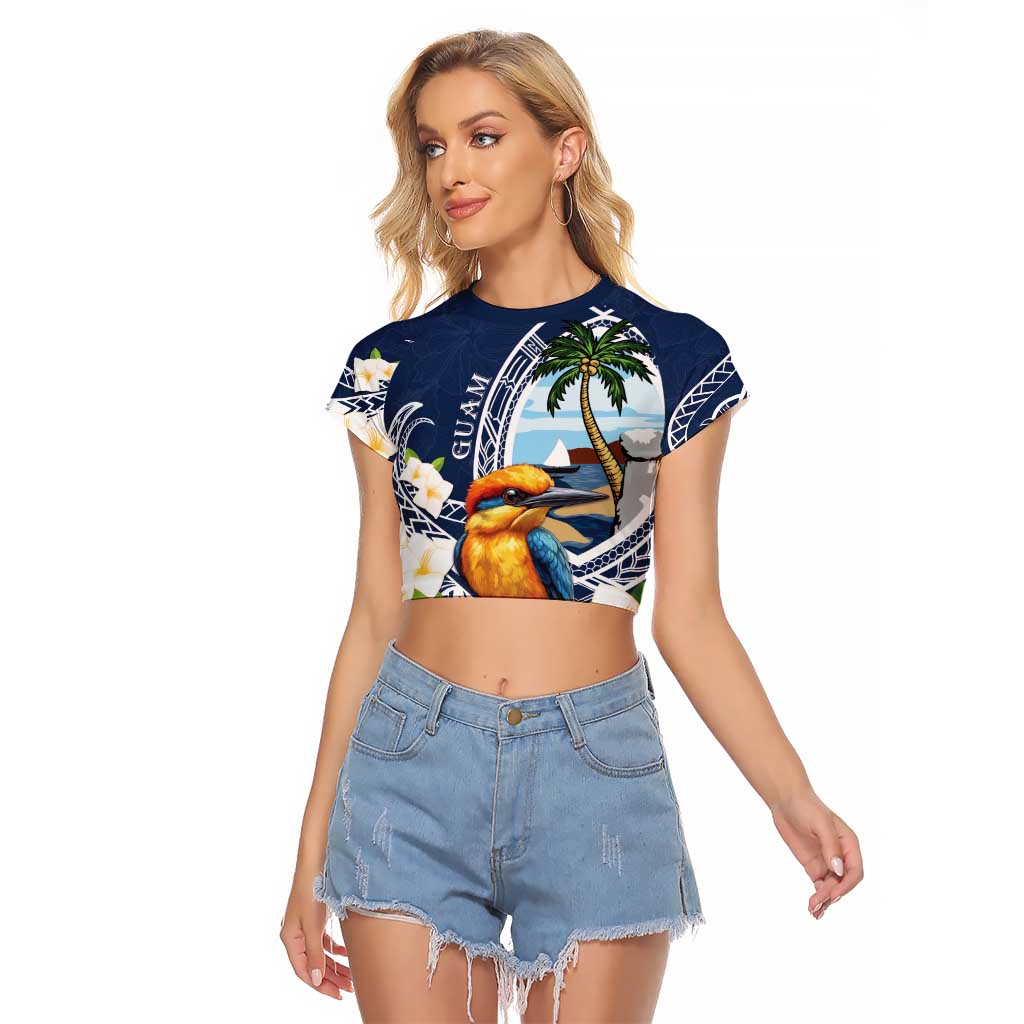 Hafa Adai Guam Raglan Cropped T Shirt Sihek Guam Kingfisher with Guasali