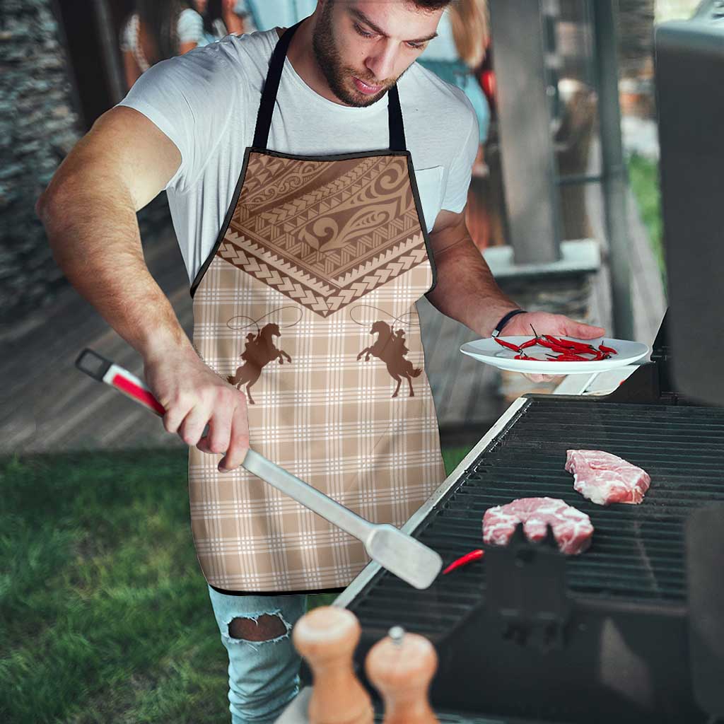 Aloha Hawaii Cowboys Paniolo Apron Beige Palaka - Polynesian Pride