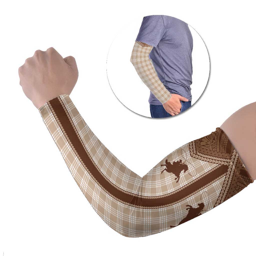 Aloha Hawaii Cowboys Paniolo Arm Sleeves Beige Palaka - Polynesian Pride