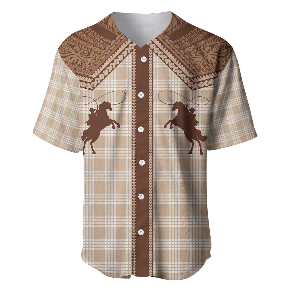 Aloha Hawaii Cowboys Paniolo Baseball Jersey Beige Palaka - Polynesian Pride