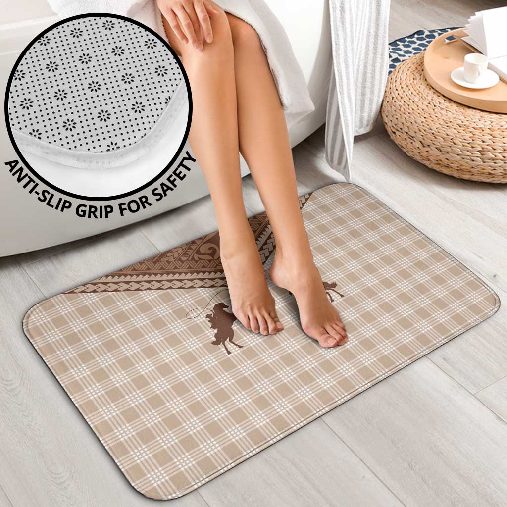 Aloha Hawaii Cowboys Paniolo Bathroom Set Beige Palaka - Polynesian Pride