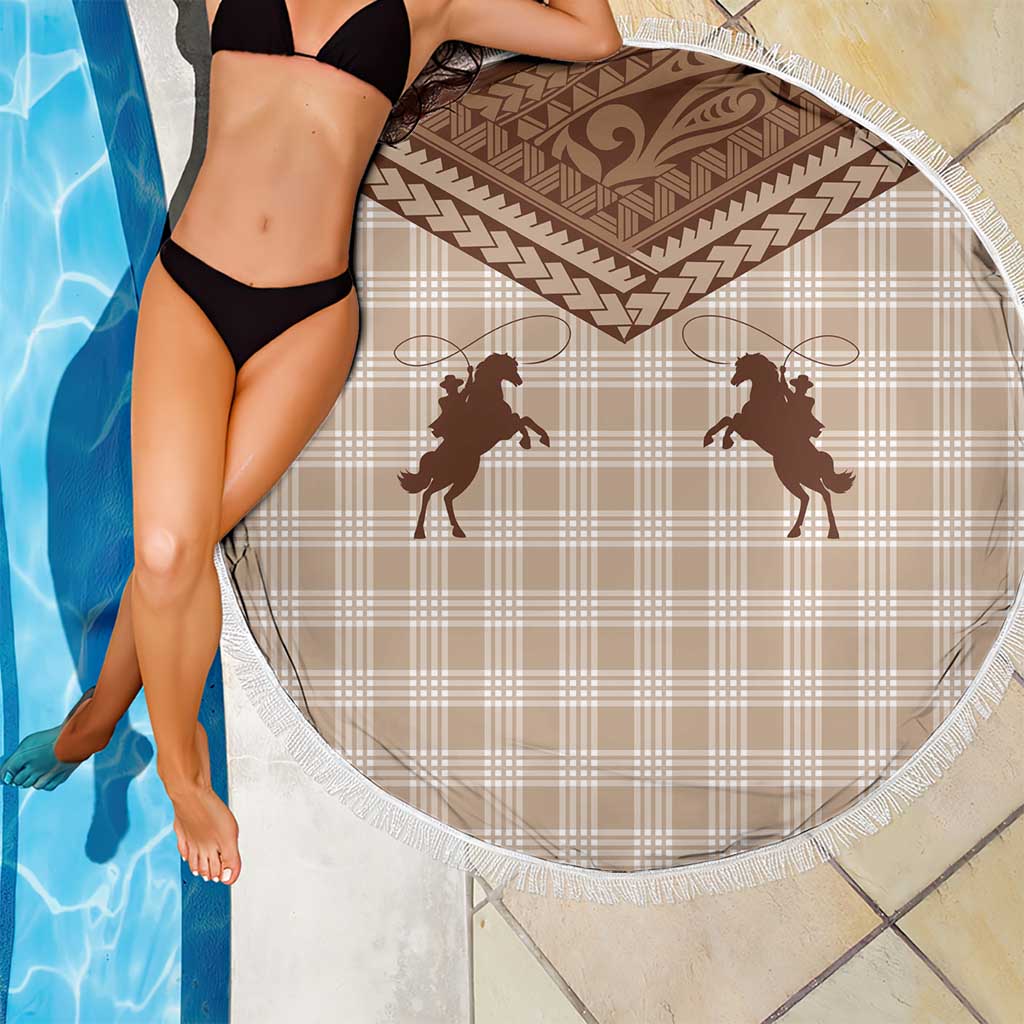 Aloha Hawaii Cowboys Paniolo Beach Blanket Beige Palaka - Polynesian Pride