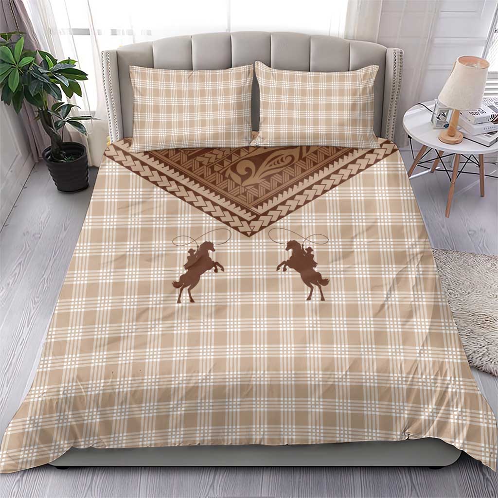 Aloha Hawaii Cowboys Paniolo Bedding Set Beige Palaka - Polynesian Pride