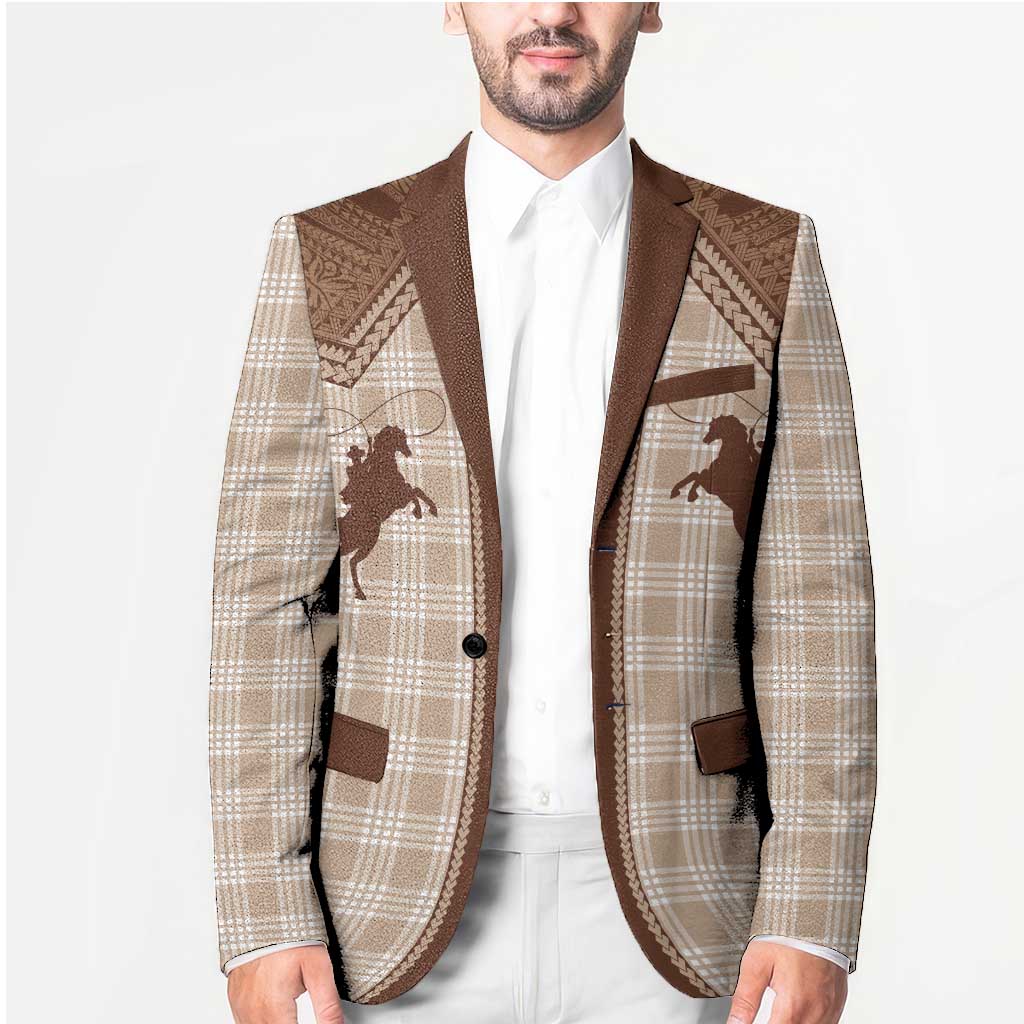 Aloha Hawaii Cowboys Paniolo Blazer Beige Palaka - Polynesian Pride