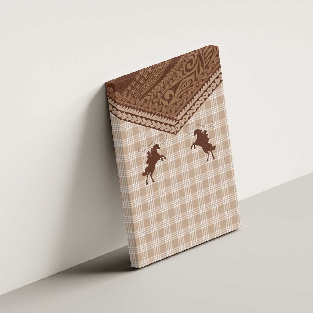 Aloha Hawaii Cowboys Paniolo Canvas Wall Art Beige Palaka - Polynesian Pride