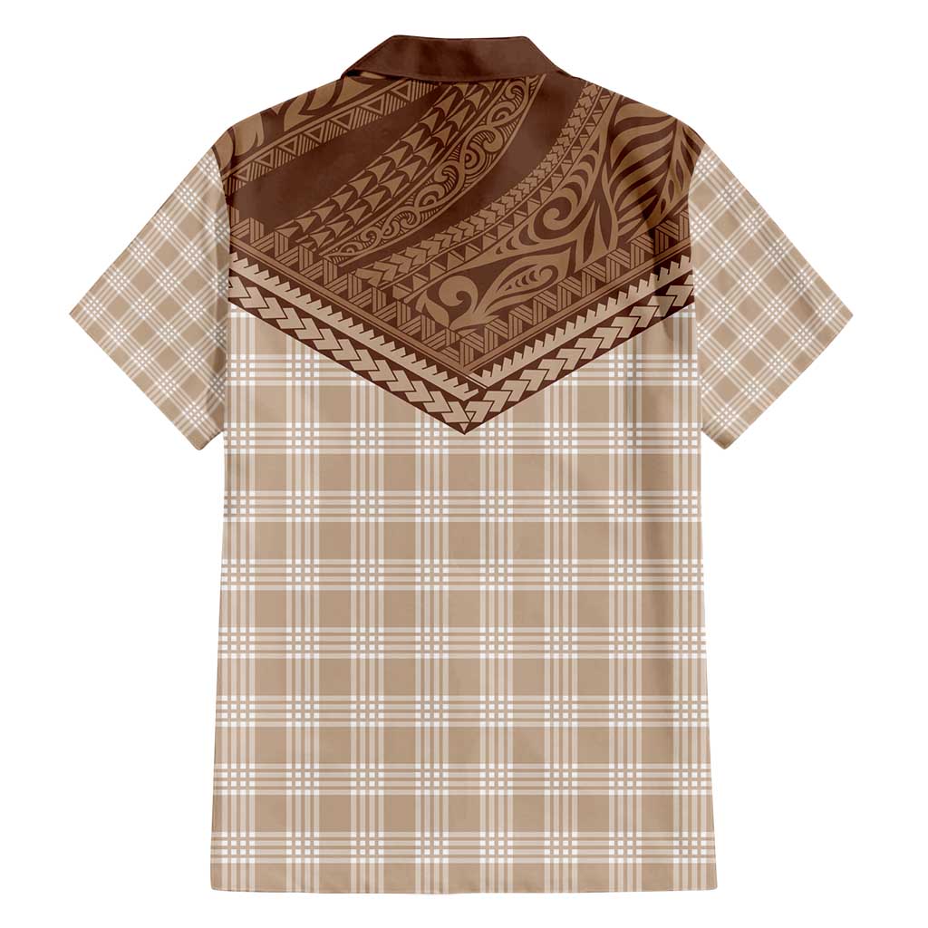 Aloha Hawaii Cowboys Paniolo Family Matching Long Sleeve Bodycon Dress and Hawaiian Shirt Beige Palaka - Polynesian Pride