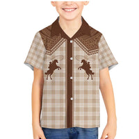 Aloha Hawaii Cowboys Paniolo Family Matching Mermaid Dress and Hawaiian Shirt Beige Palaka - Polynesian Pride