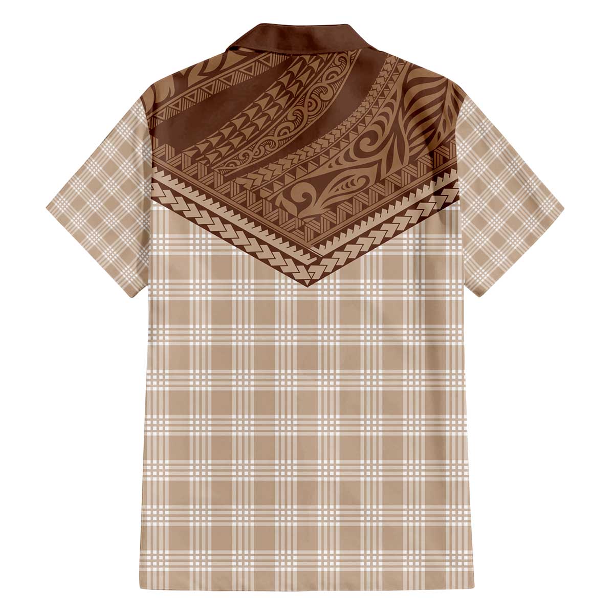 Aloha Hawaii Cowboys Paniolo Family Matching Off The Shoulder Long Sleeve Dress and Hawaiian Shirt Beige Palaka - Polynesian Pride