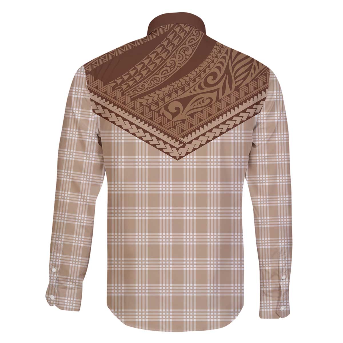 Aloha Hawaii Cowboys Paniolo Family Matching Off The Shoulder Long Sleeve Dress and Hawaiian Shirt Beige Palaka - Polynesian Pride