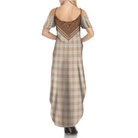 Aloha Hawaii Cowboys Paniolo Family Matching Summer Maxi Dress and Hawaiian Shirt Beige Palaka - Polynesian Pride