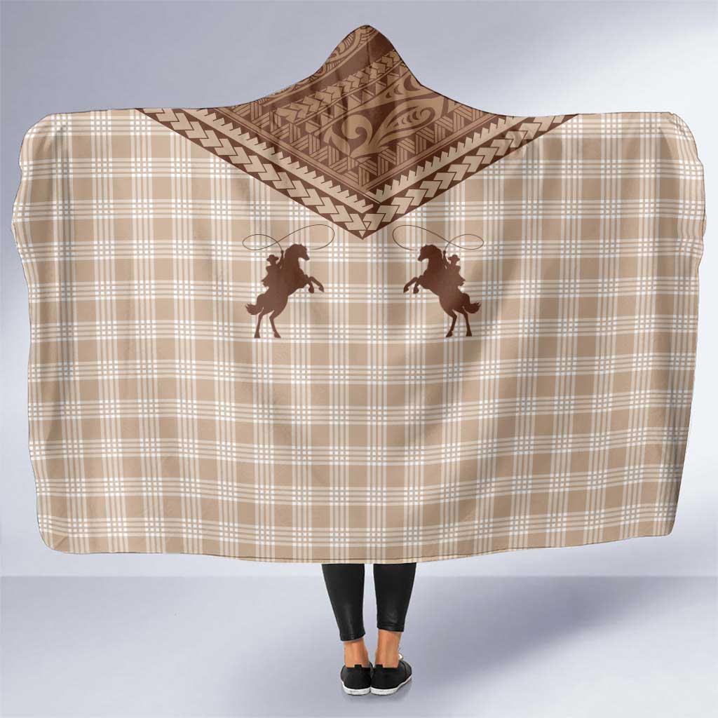 Aloha Hawaii Cowboys Paniolo Hooded Blanket Beige Palaka - Polynesian Pride