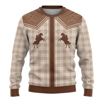 Aloha Hawaii Cowboys Paniolo Ugly Christmas Sweater Beige Palaka - Polynesian Pride