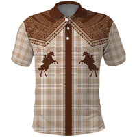 Aloha Hawaii Cowboys Paniolo Polo Shirt Beige Palaka - Polynesian Pride