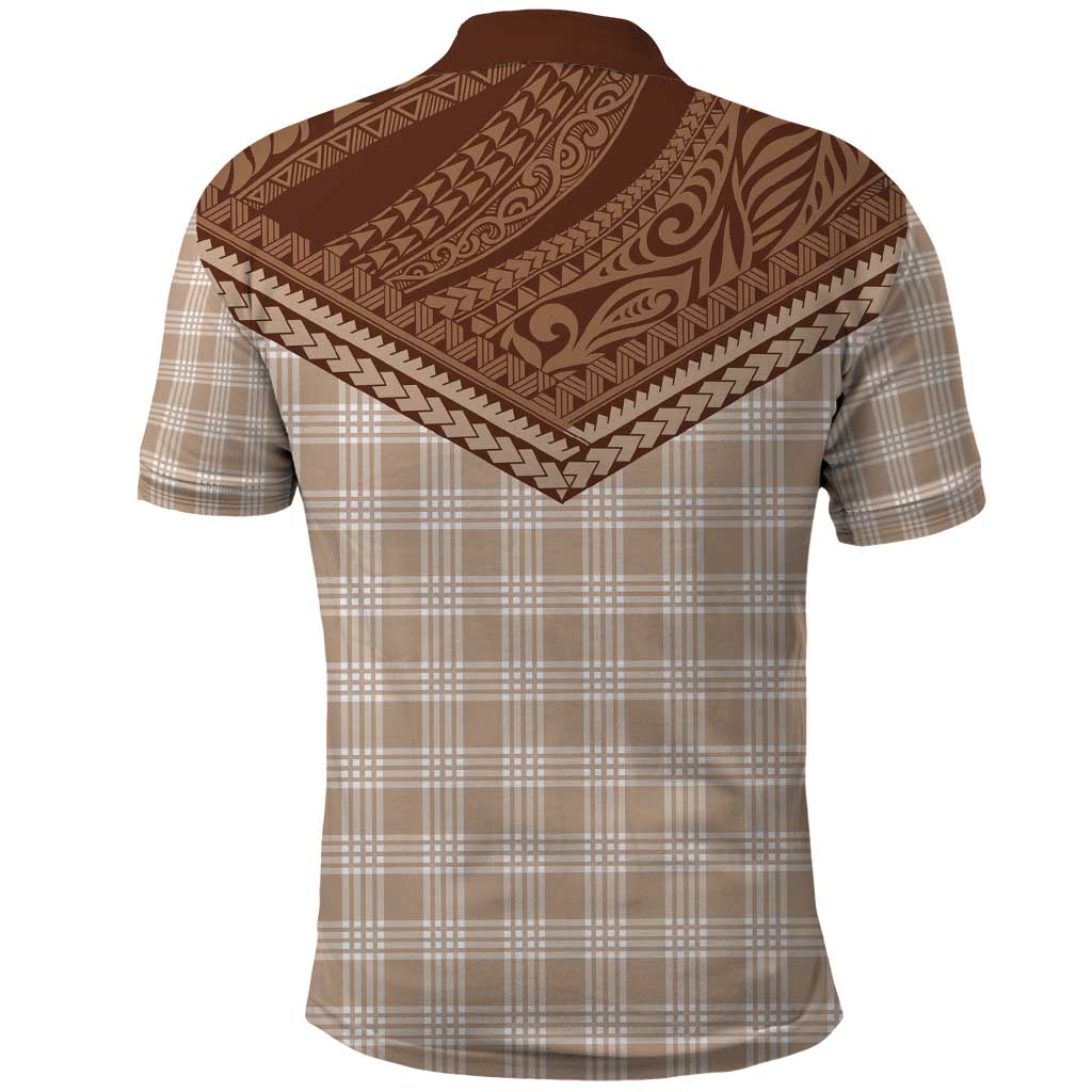 Aloha Hawaii Cowboys Paniolo Polo Shirt Beige Palaka - Polynesian Pride