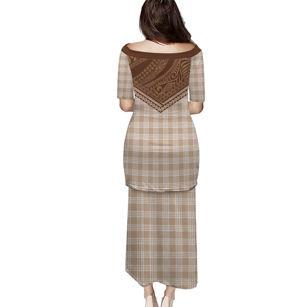 Aloha Hawaii Cowboys Paniolo Puletasi Beige Palaka - Polynesian Pride