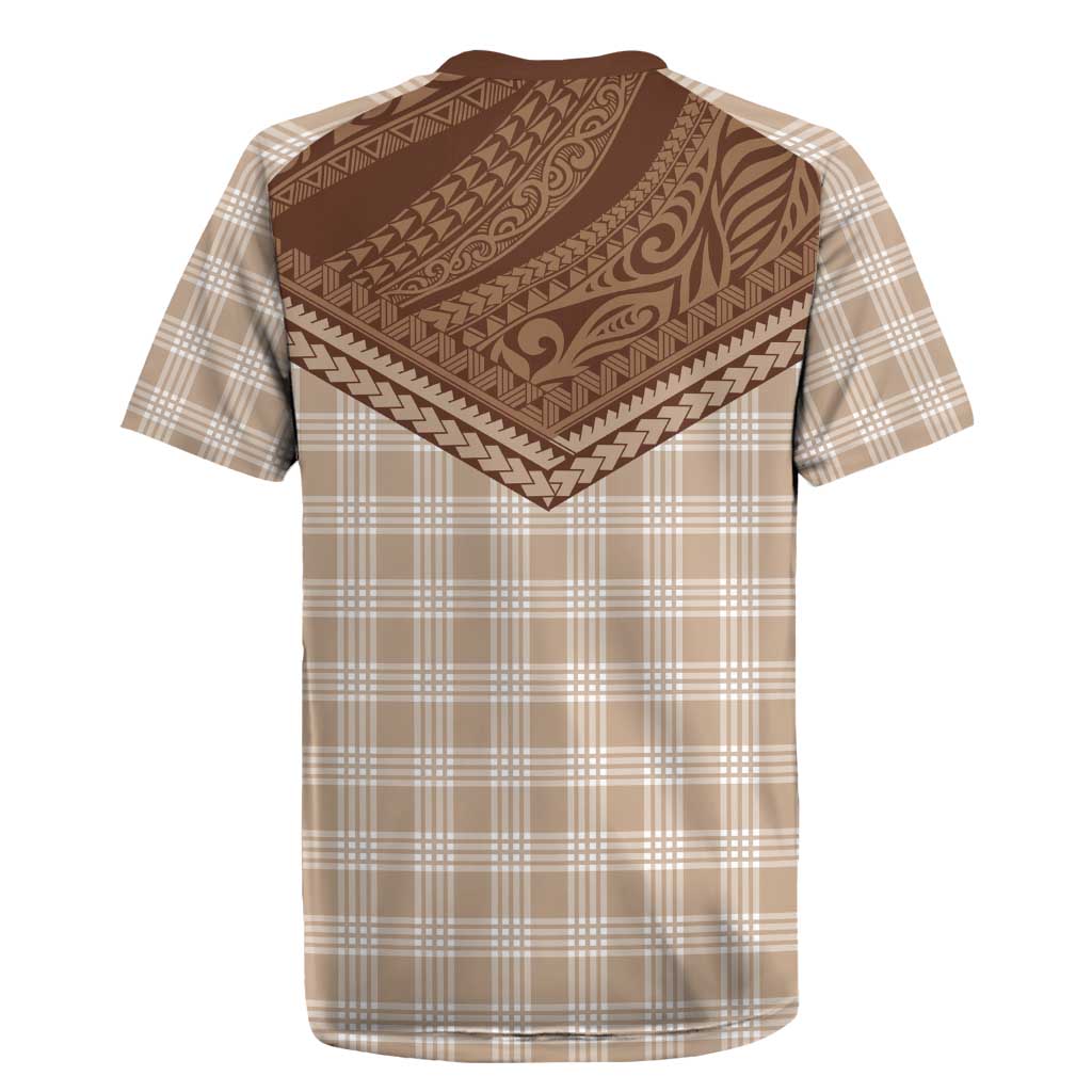 Aloha Hawaii Cowboys Paniolo Rugby Jersey Beige Palaka - Polynesian Pride