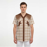 Aloha Hawaii Cowboys Paniolo Scrub Top Beige Palaka - Polynesian Pride