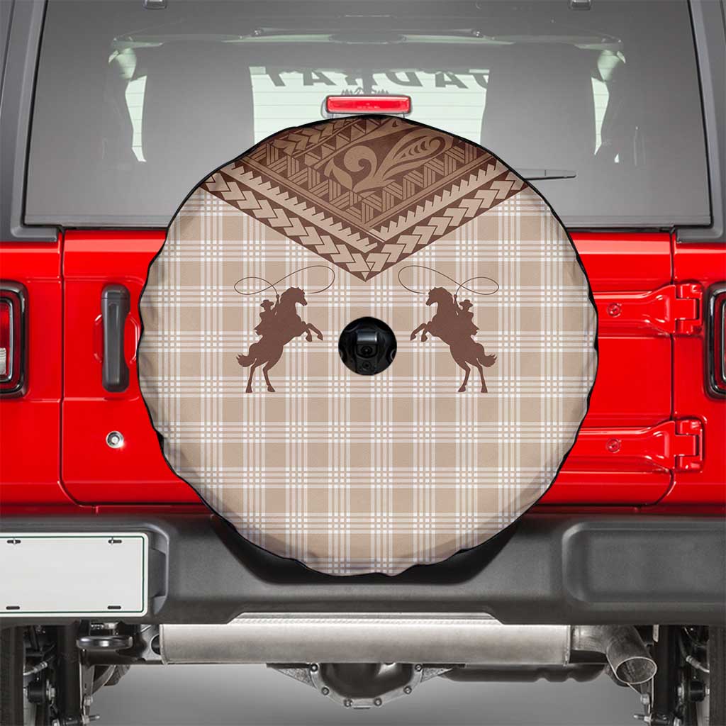 Aloha Hawaii Cowboys Paniolo Spare Tire Cover Beige Palaka - Polynesian Pride