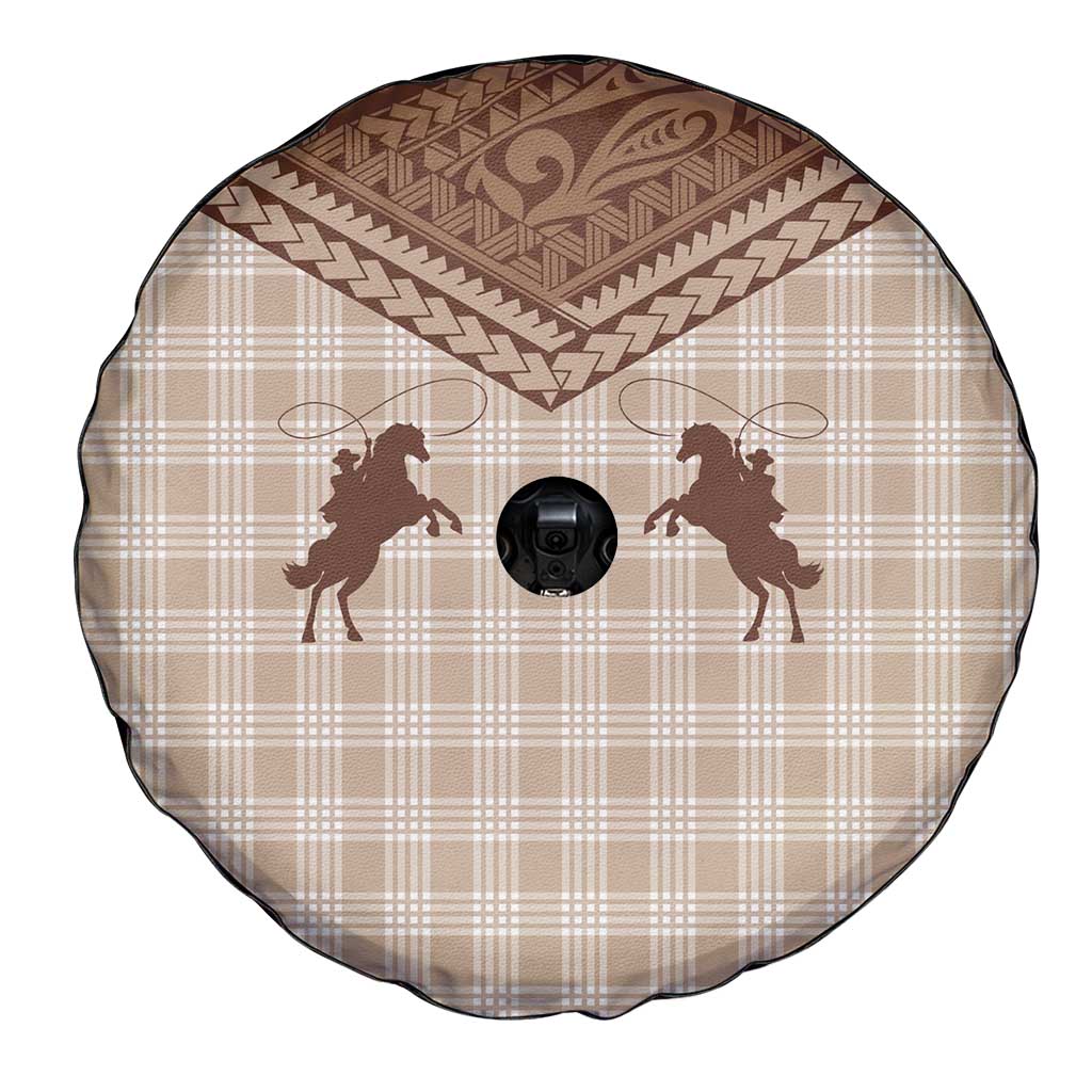 Aloha Hawaii Cowboys Paniolo Spare Tire Cover Beige Palaka - Polynesian Pride