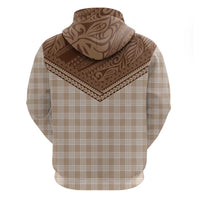 Aloha Hawaii Cowboys Paniolo Zip Hoodie Beige Palaka - Polynesian Pride