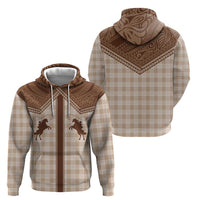 Aloha Hawaii Cowboys Paniolo Zip Hoodie Beige Palaka - Polynesian Pride