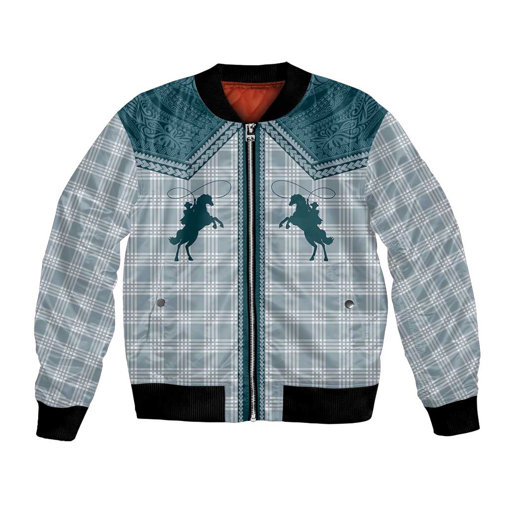 Aloha Hawaii Cowboys Paniolo Bomber Jacket Teal Palaka - Polynesian Pride