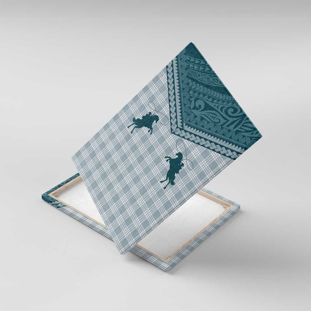 Aloha Hawaii Cowboys Paniolo Canvas Wall Art Teal Palaka - Polynesian Pride