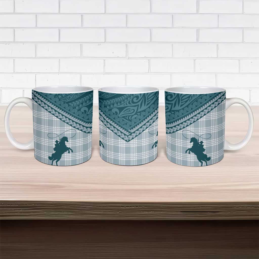 Aloha Hawaii Cowboys Paniolo Ceramic Mug Teal Palaka - Polynesian Pride