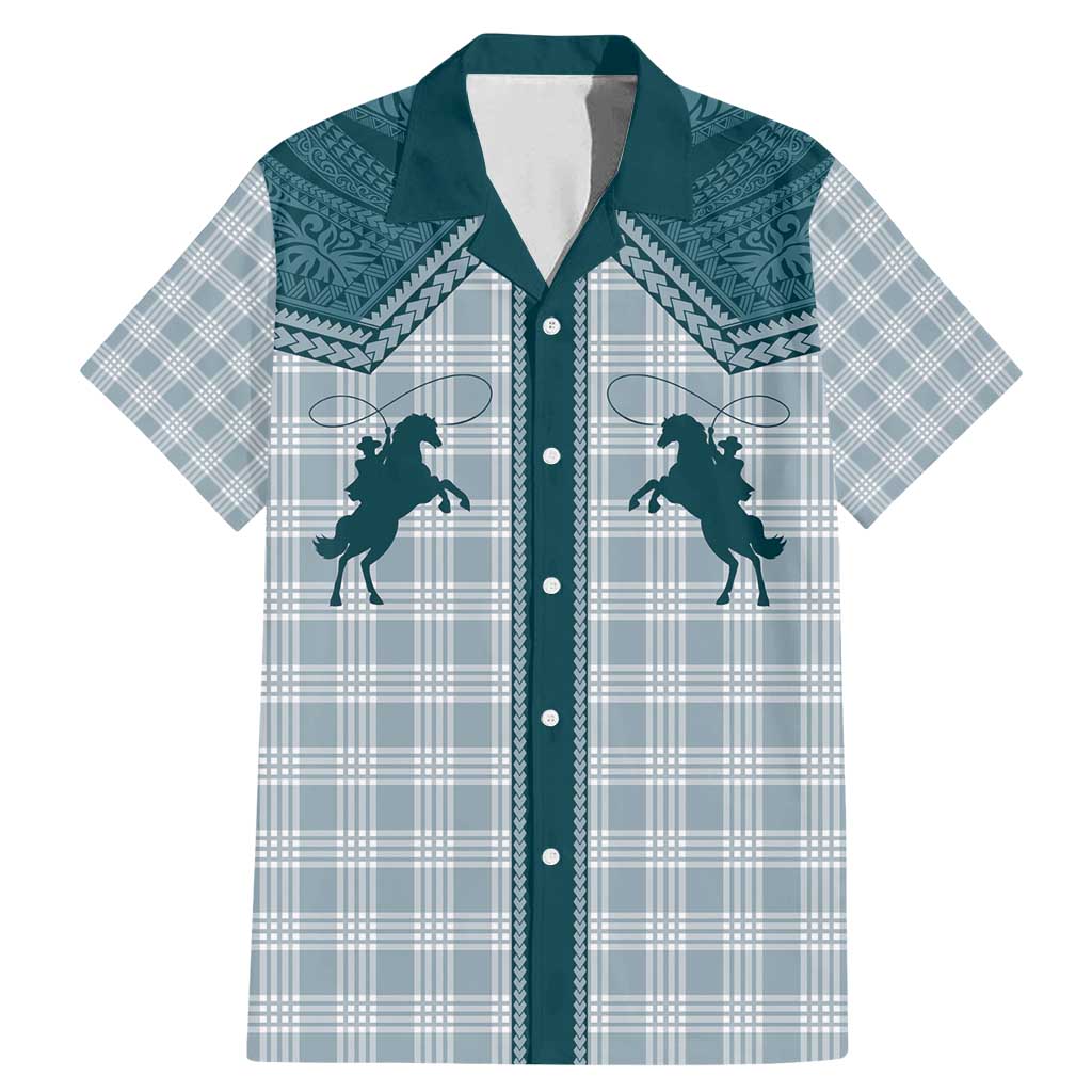 Aloha Hawaii Cowboys Paniolo Family Matching Mermaid Dress and Hawaiian Shirt Teal Palaka - Polynesian Pride
