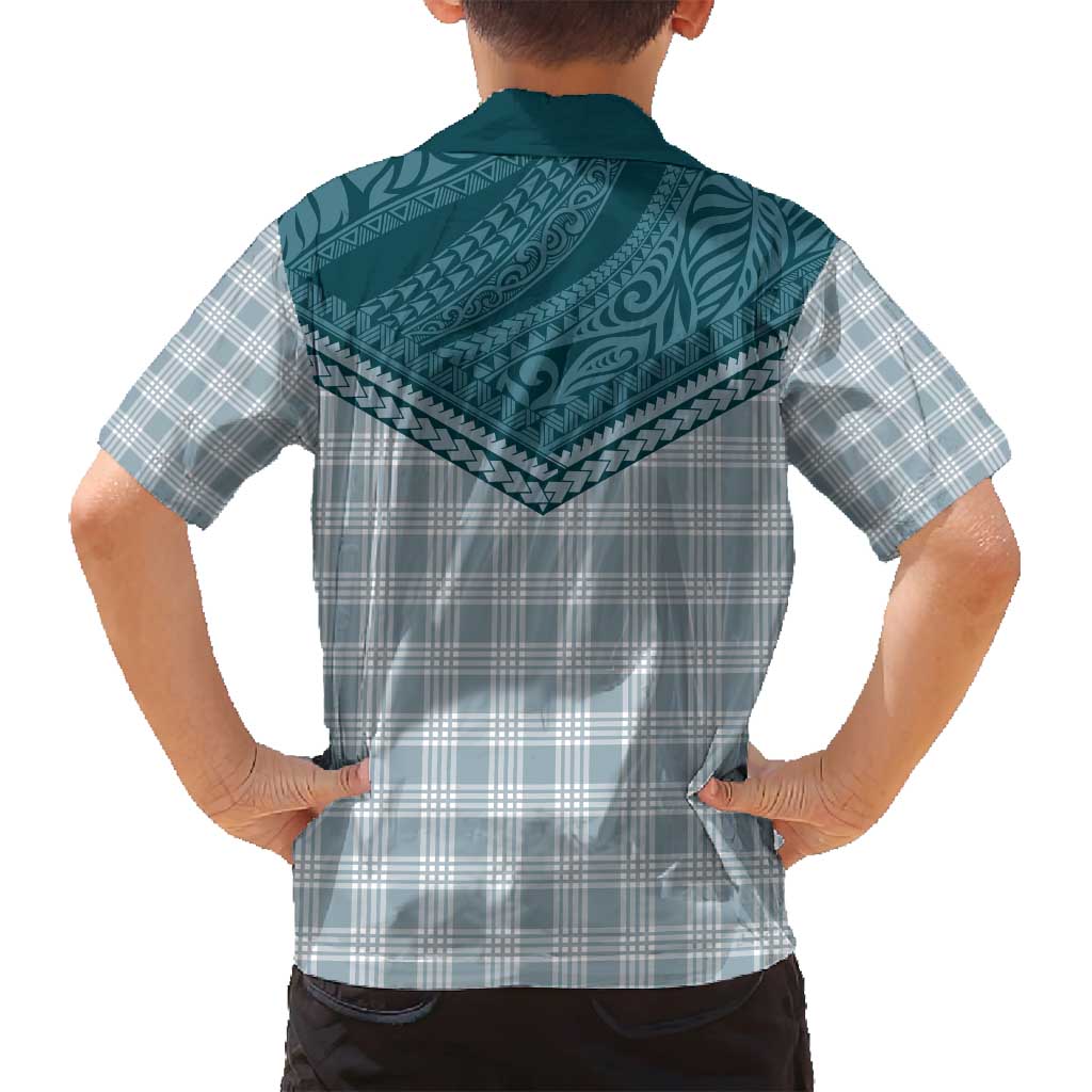 Aloha Hawaii Cowboys Paniolo Family Matching Puletasi and Hawaiian Shirt Teal Palaka - Polynesian Pride